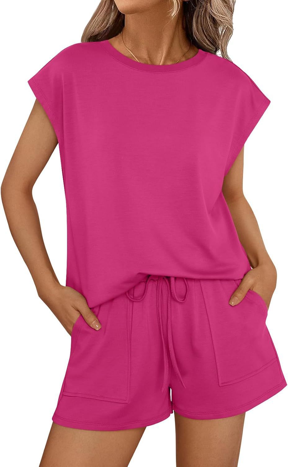 Damen lässiges Zweiteiliges Set mit weitem Oberteil und Shorts R&B