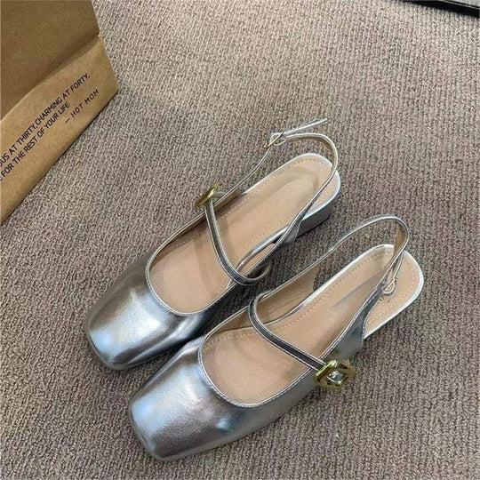 Damen Slingback-Pumps mit breitem Blockabsatz und dekorativem Schnallenakzent R&B