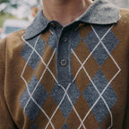 Damen Poloshirt mit modernem Argyle-Muster und komfortablem Schnitt R&B