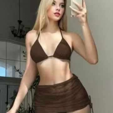 Damen Bikini-Set mit verstellbaren Trägern und transparentem Wickelrock R&B