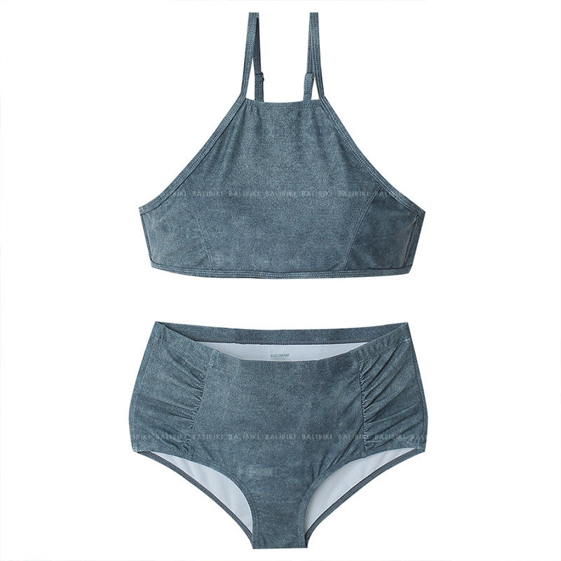 Damen Hoch tailliertes Bikini-Set mit hochwertigem Rippendesign R&B