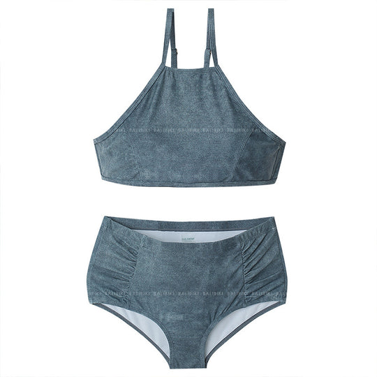 Damen Hoch tailliertes Bikini-Set mit hochwertigem Rippendesign R&B