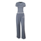 Damen Sportliches Set mit Figurbetontem Oberteil und weitem Hosen R&B