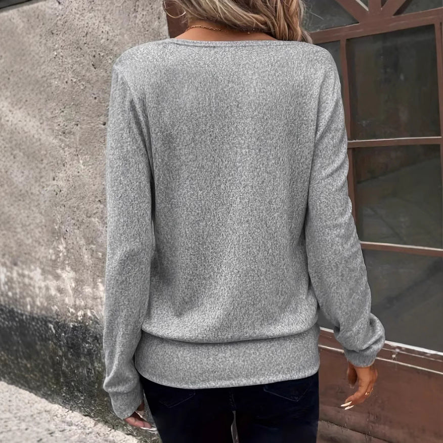 Damen Lässiger Pullover mit Quadrat-Ausschnitt und Oversized-Schnitt R&B