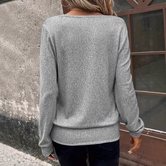 Damen Lässiger Pullover mit Quadrat-Ausschnitt und Oversized-Schnitt R&B
