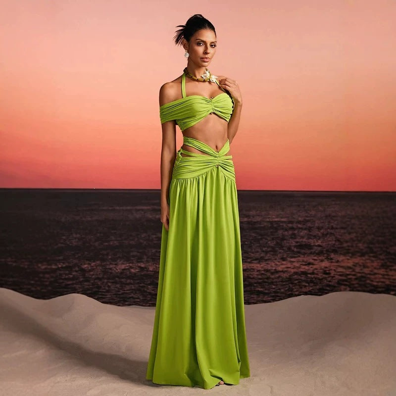 Damen Maxi-Kleid mit raffiniertem Cut-Out und dekorativem Drapierung R&B