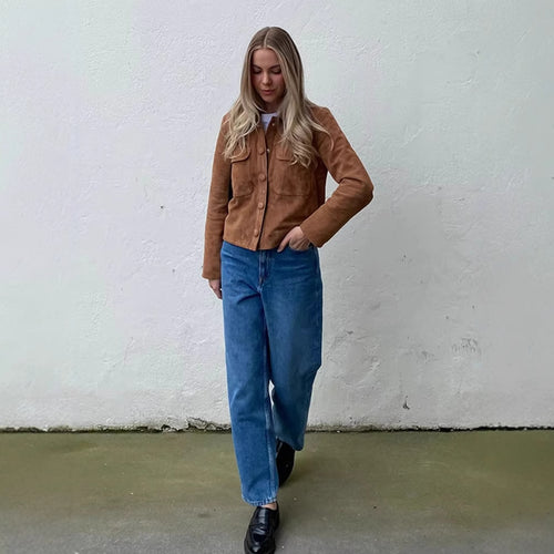 Damen modische Jacke im Vintage-Stil mit praktischen Taschen R&B