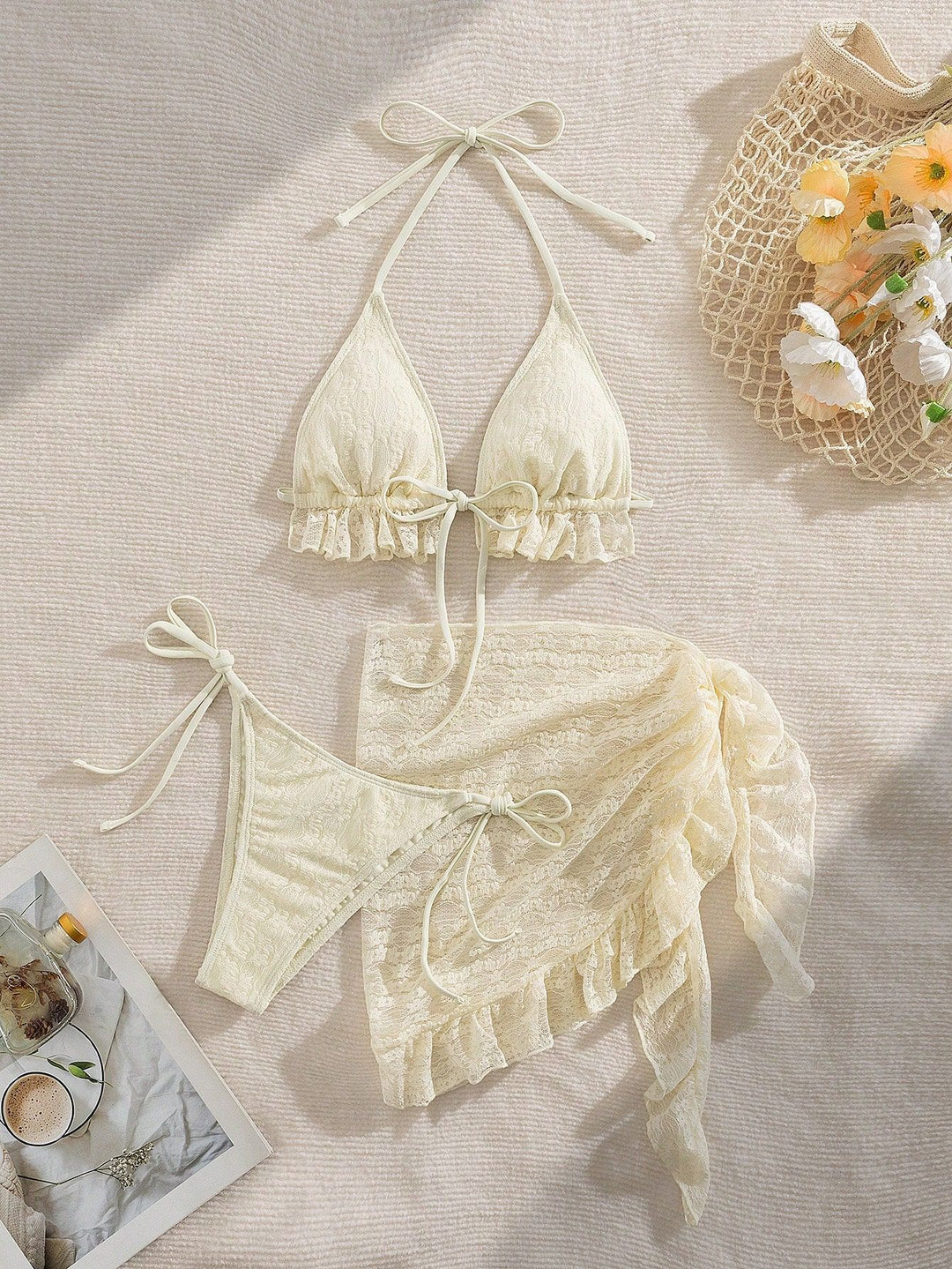 Damen Bikini-Set mit raffinierten Rüschendetails und elegantem Wickelrock R&B