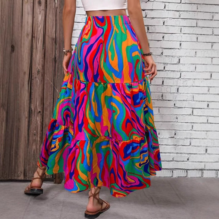 Damen Maxirock mit asymmetrischem Schnitt und floralem Design R&B