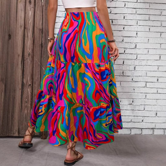 Damen Maxirock mit asymmetrischem Schnitt und floralem Design R&B