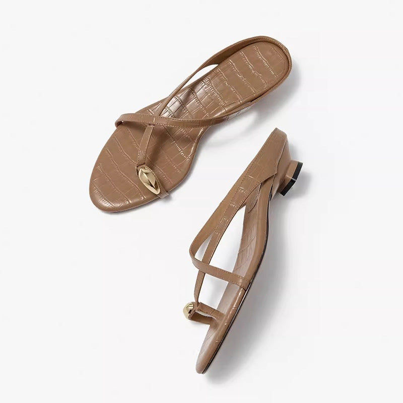 Damen Elegante Riemensandalen mit modischem Kettenakzent R&B