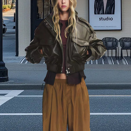 Damen ausgefallene jacke mit voluminösen Ärmeln R&B