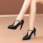 Damen Slingback-Pumps mit glänzendem Riemendesign und dekorativem Absatz R&B