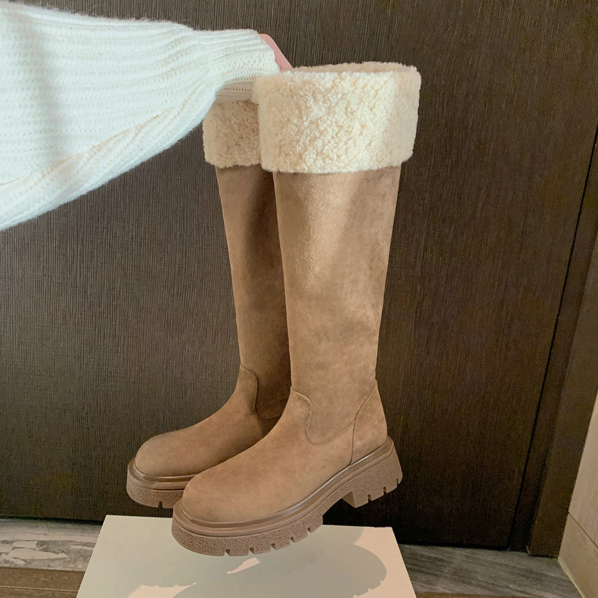 Damen Winterstiefel mit warmem Kunstfellkragen und robuster Sohle R&B