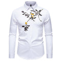 Herren Elegant besticktes Langarmhemd R&B