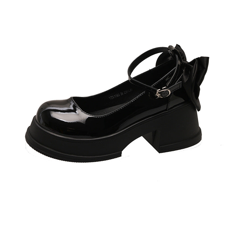 Damen Plateau-Mary Jane Schuhe mit elegantem Schleifen-Detail R&B