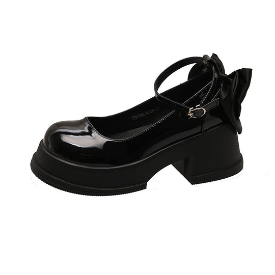Damen Plateau-Mary Jane Schuhe mit elegantem Schleifen-Detail R&B