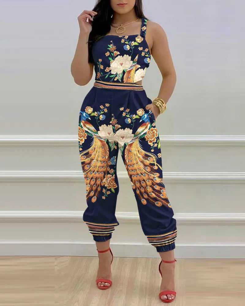 Damen lässiger Overall mit floralem Design R&B
