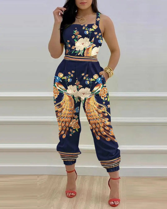 Damen lässiger Overall mit floralem Design R&B