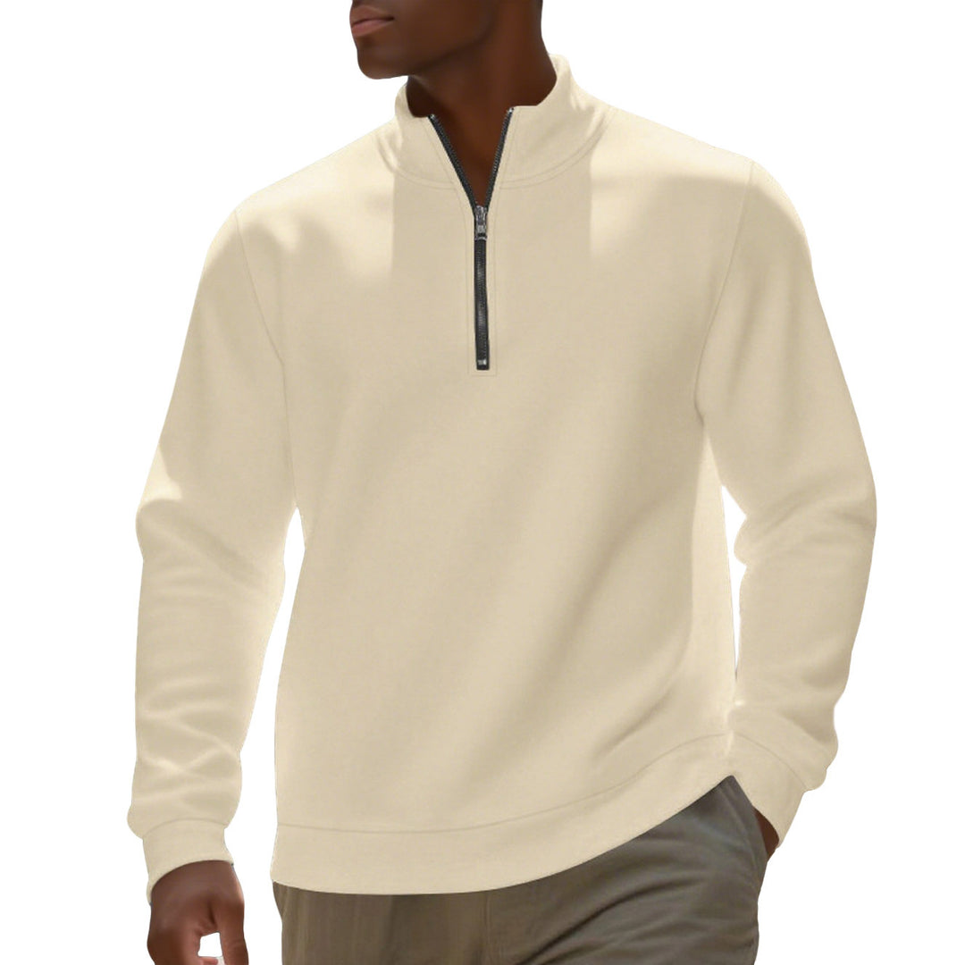 Herren nan Halbzip-Sweatshirt aus Baumwollmix mit Stehkragen, weichem Innenfutter und Rippbündchen R&B