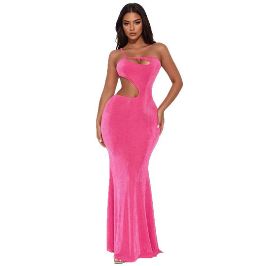 Damen figurbetontes Maxikleid mit tiefem Ausschnitt und Cut-Out-Details R&B