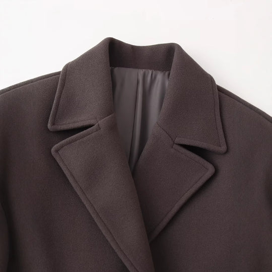 Damen elegante und warme Wolljacke mit Reverskragen R&B