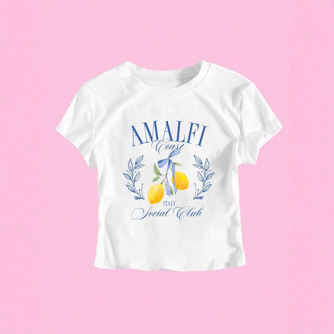 Damen T-Shirt mit frischem Obstmotiv und modernem Schriftzug R&B