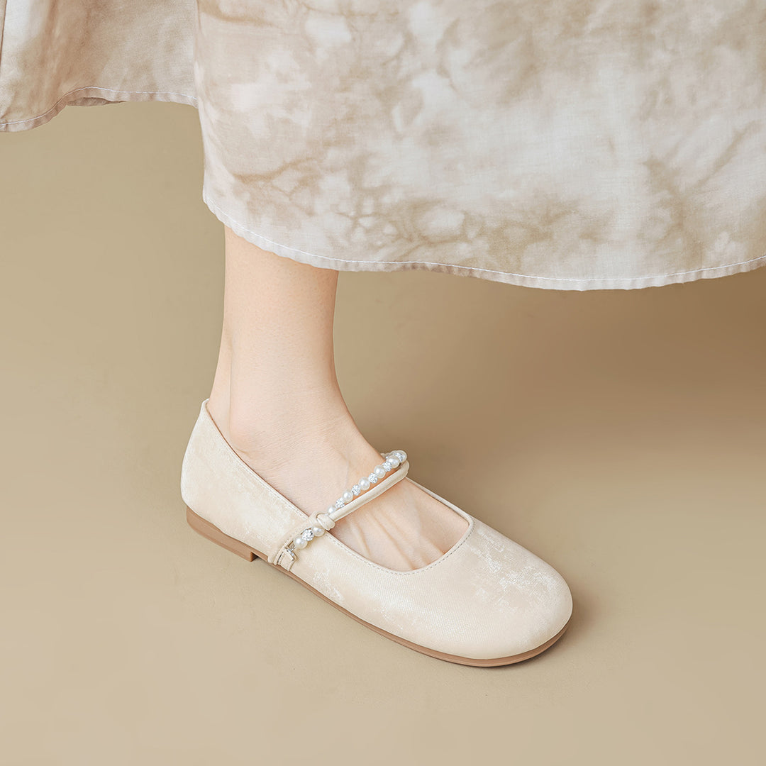 Damen Ballerinas mit eleganter Perlenapplikation R&B