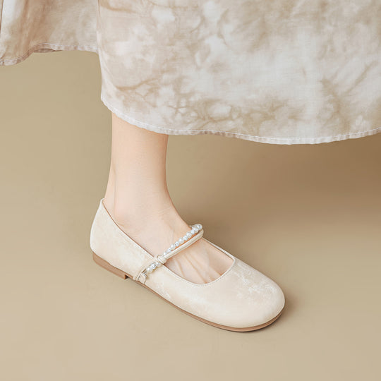 Damen Ballerinas mit eleganter Perlenapplikation R&B