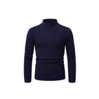 Herren eleganter Rollkragenpullover mit vertikalem Rippstrickdesign