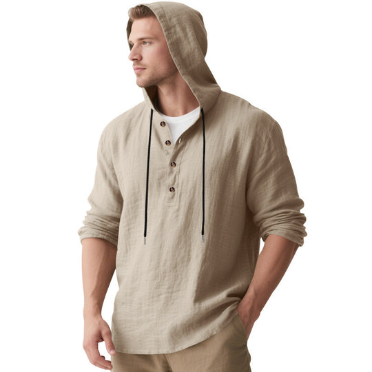 Herren Kapuzenshirt mit Knopfleiste und lässigem Schnitt R&B