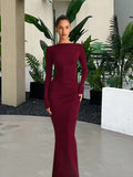 Damen elegantes Abendkleid mit figurbetontem Schnitt und langen Ärmeln EB
