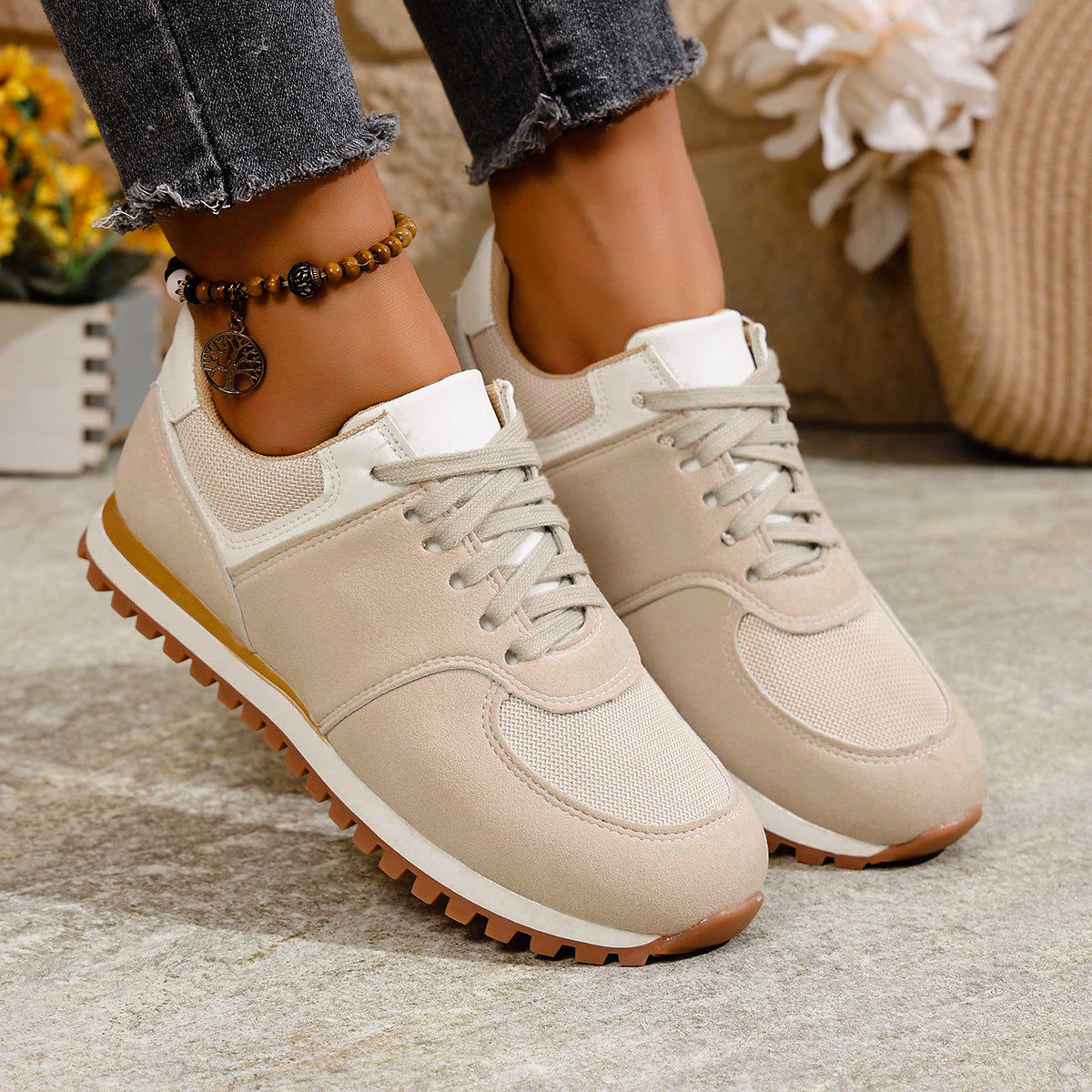Damen Sportliche Sneakers mit atmungsaktiver Mesh-Oberfläche und rutschfester Sohle R&B