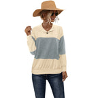 Damen lässiger Pullover mit stilvollem Kragen und Knopfdetail R&B