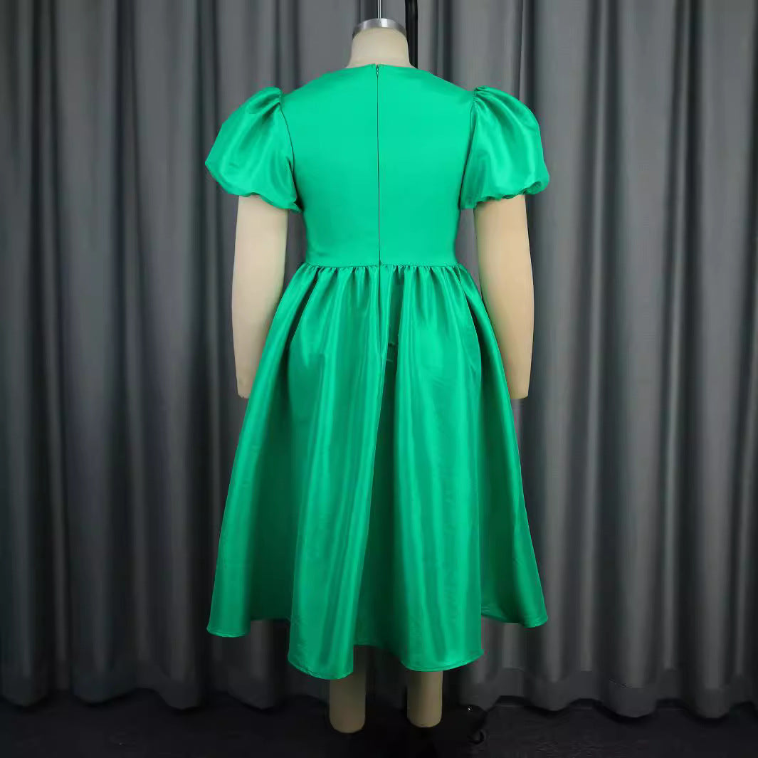 Damen Abendkleid mit modischen Puffärmeln und einzigartigem Cut-Out-Design R&B