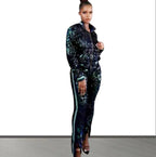 Damen Glitzerndes Sportanzug-Set mit trendigen Streifen R&B