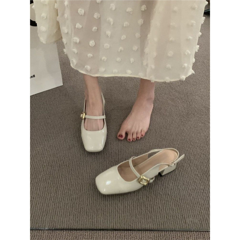 Damen Slingback-Pumps mit breitem Blockabsatz und dekorativem Schnallenakzent R&B