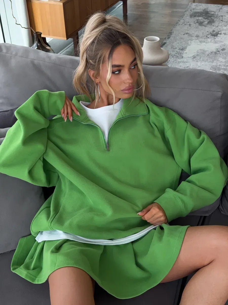 Damen sportlicher Pullover mit Kordelzug und Reißverschluss R&B