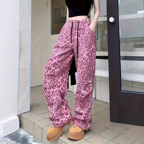 Damen Cargo-Hose mit Leopardenmuster und elastischem Bund R&B