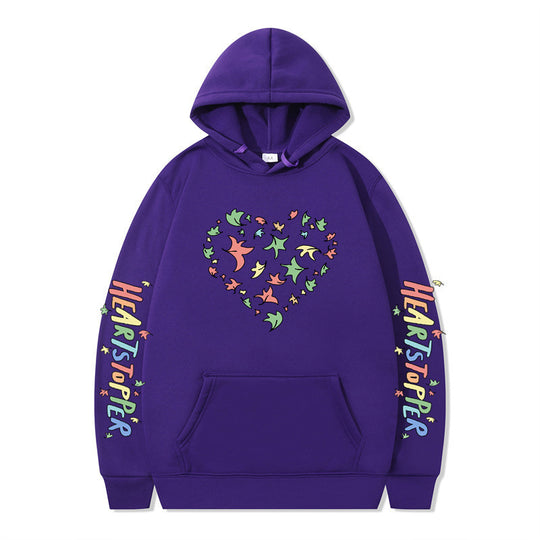 Damen Kapuzenpullover mit kreativem Herz- und Blattmotiv R&B