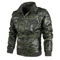 Herren modische Kunstlederjacke im Camouflage-Design mit praktischen Taschen