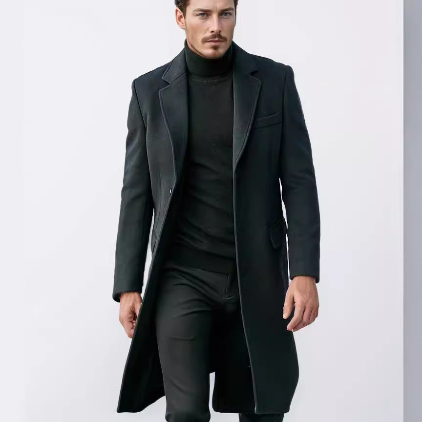 Herren eleganter und moderner Langmantel mit strukturiertem Obermaterial R&B