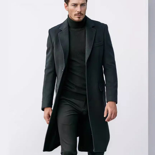 Herren eleganter und moderner Langmantel mit strukturiertem Obermaterial R&B