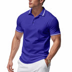 Herren nan atmungsaktives Interlock-Poloshirt mit Kontrast-Tipping, kurzer Knopfleiste und schmaler Silhouette R&B