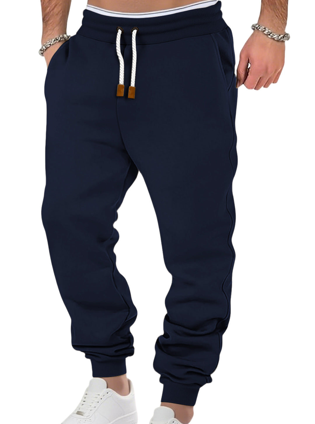Herren nan komfortable Jogginghose aus hochwertiger Baumwollmischung mit elastischem Bund Kordelzug und Bündchen R&B