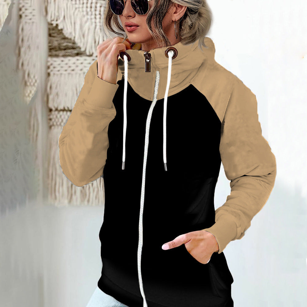 Damen nan Kapuzenjacke mit hohem Stehkragen, durchgehendem Reißverschluss und Raglanärmeln R&B