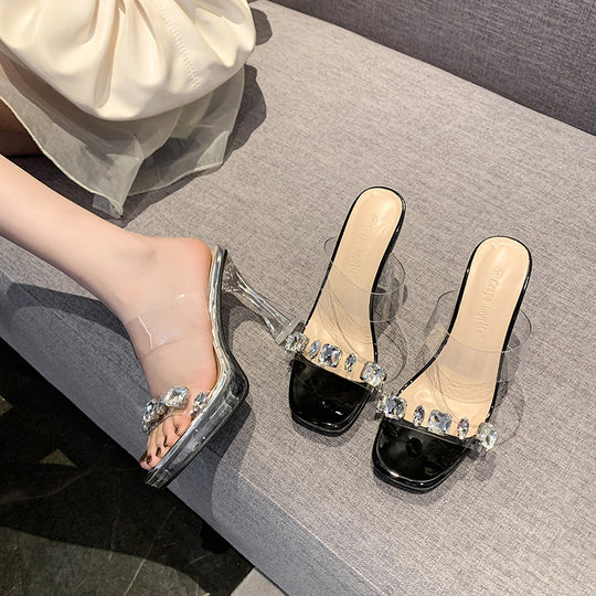 Damen transparente High Heels mit luxuriösem Blockabsatz R&B