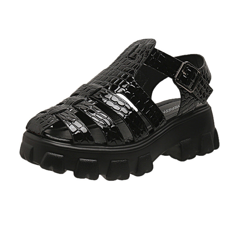 Damen Plateau-Sandalen mit trendigem Riemendesign und stabiler Gummisohle R&B