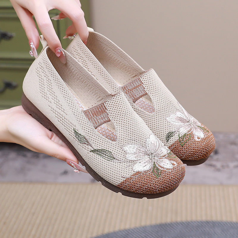 Damen Bequeme und stilvolle Slip-On Freizeitschuhe mit floralem Design R&B