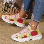Damen modische Sneakers mit floralem Design und atmungsaktiver Textiloberfläche R&B